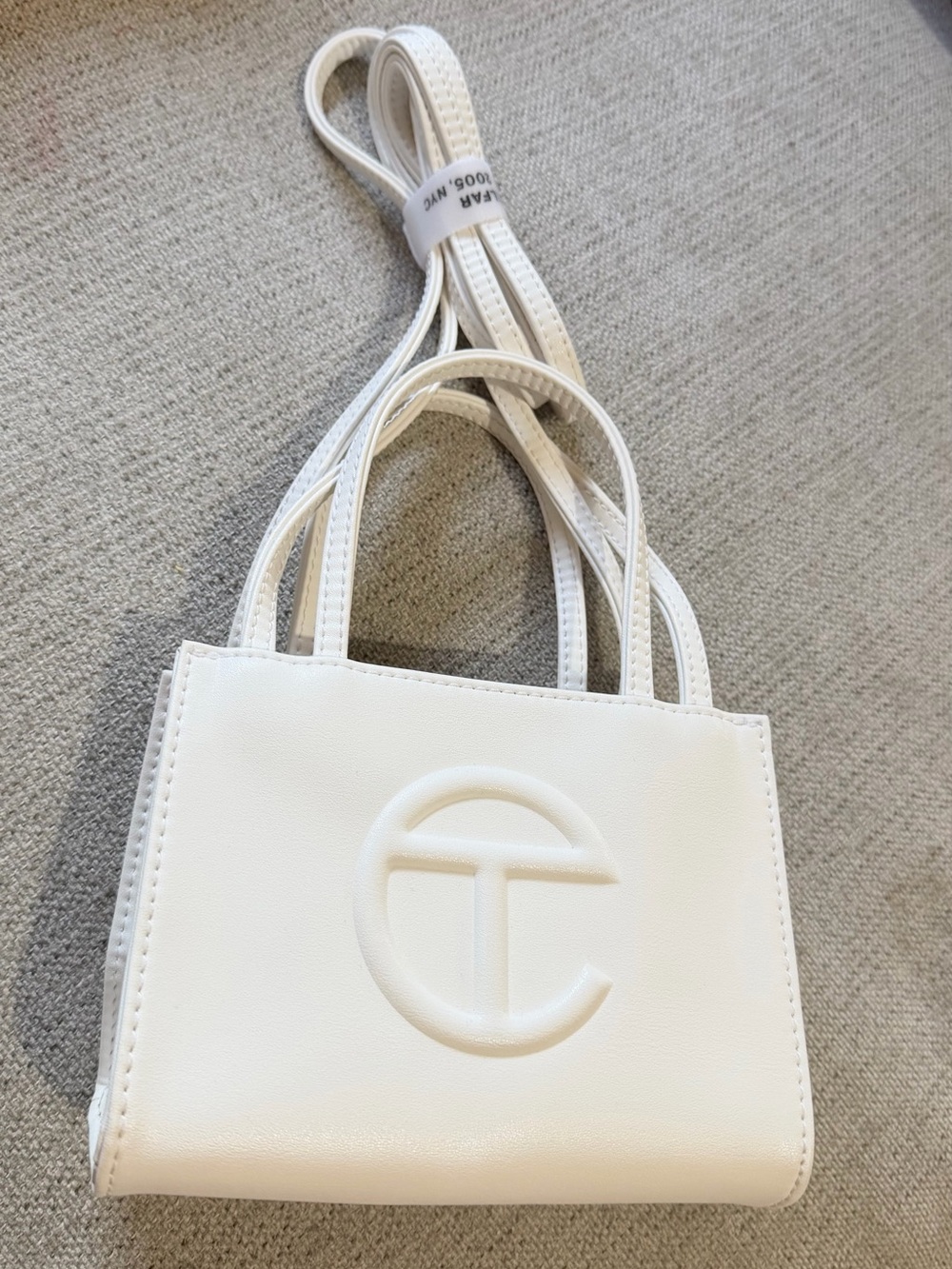 Telfar small Shopping Bag in White with Embossed Logo - Picture 2 of 6